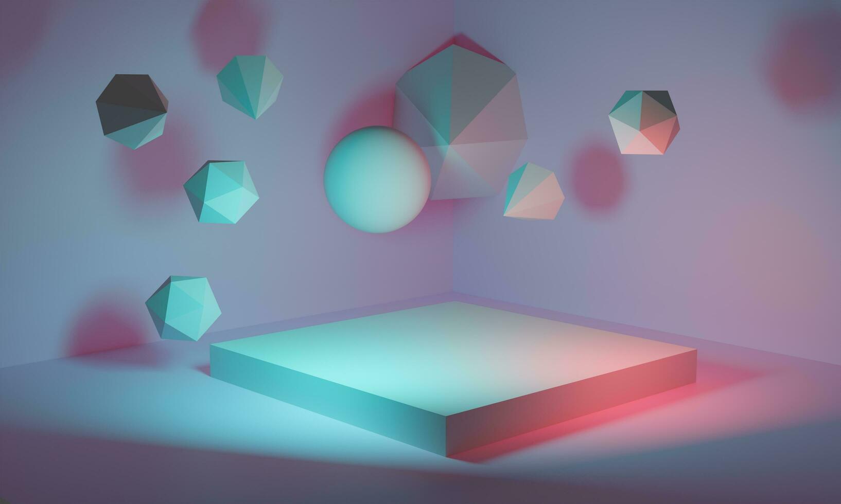 Minimal scene with podium and abstract background. Geometric shape. 3D illustration. 3d render. photo
