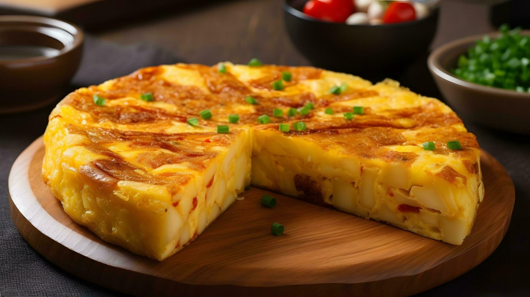 Spanish omelette with potato and egg photo