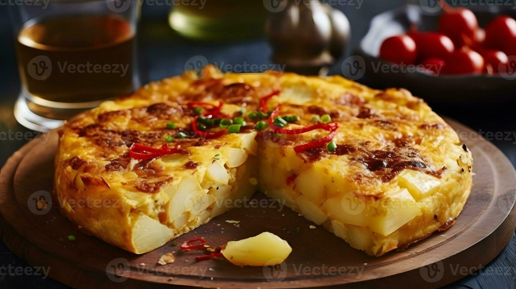 Spanish omelette with potato and egg photo