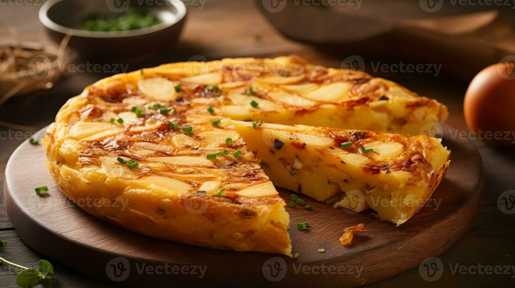 Español tortilla con patata y huevo foto