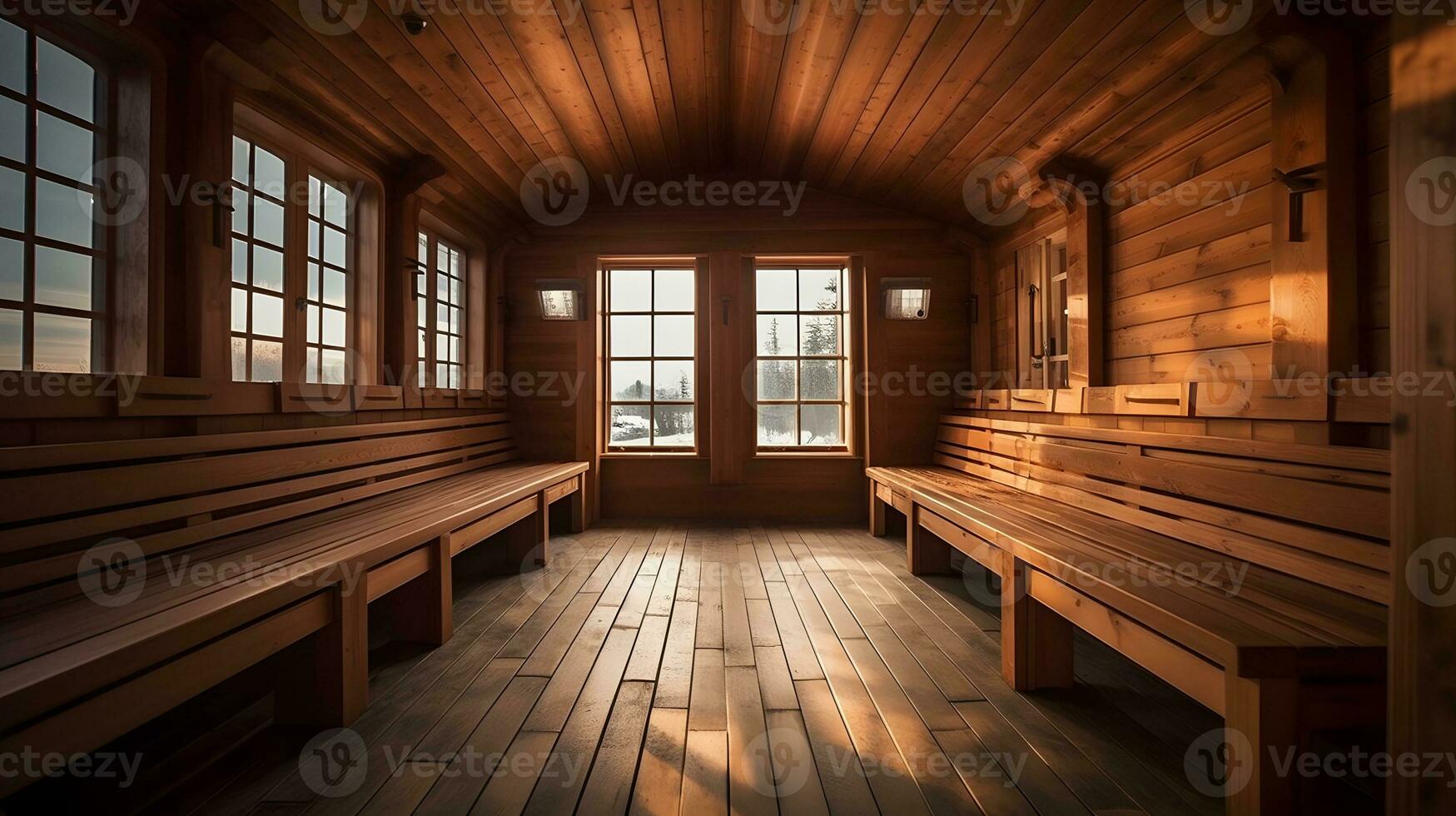 Empty wooden sauna photo