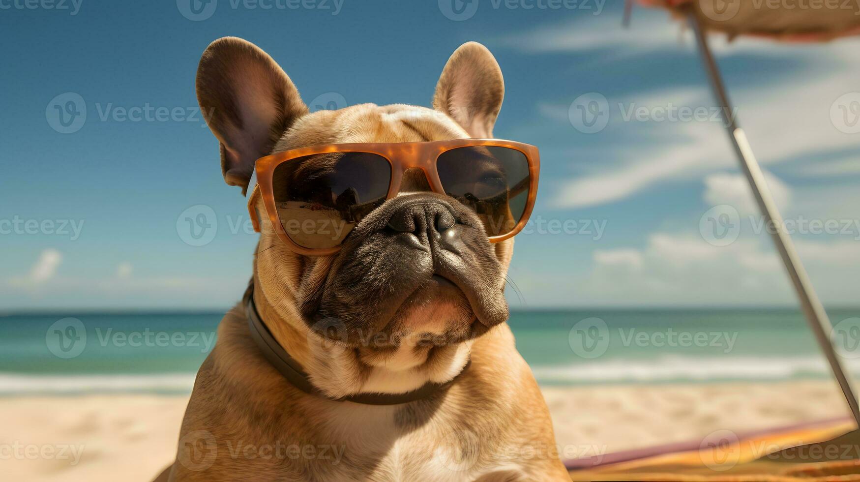Dog with sunglasses photo