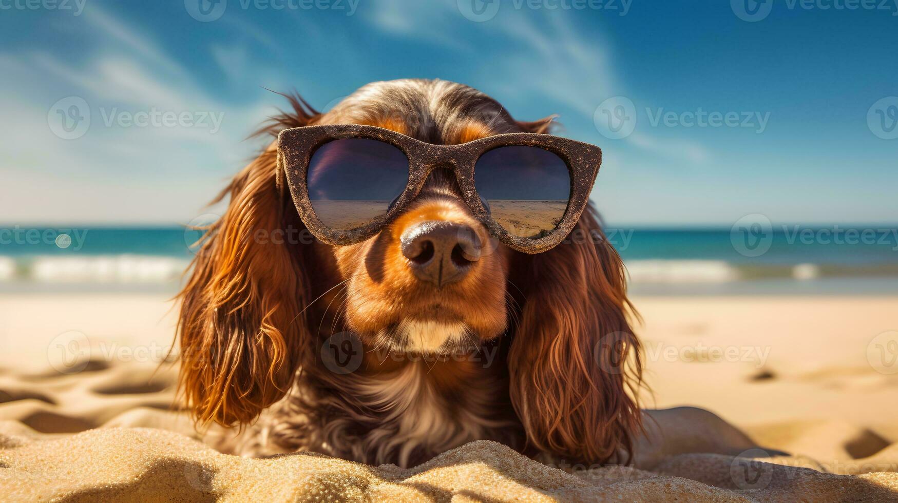 Dog with sunglasses photo