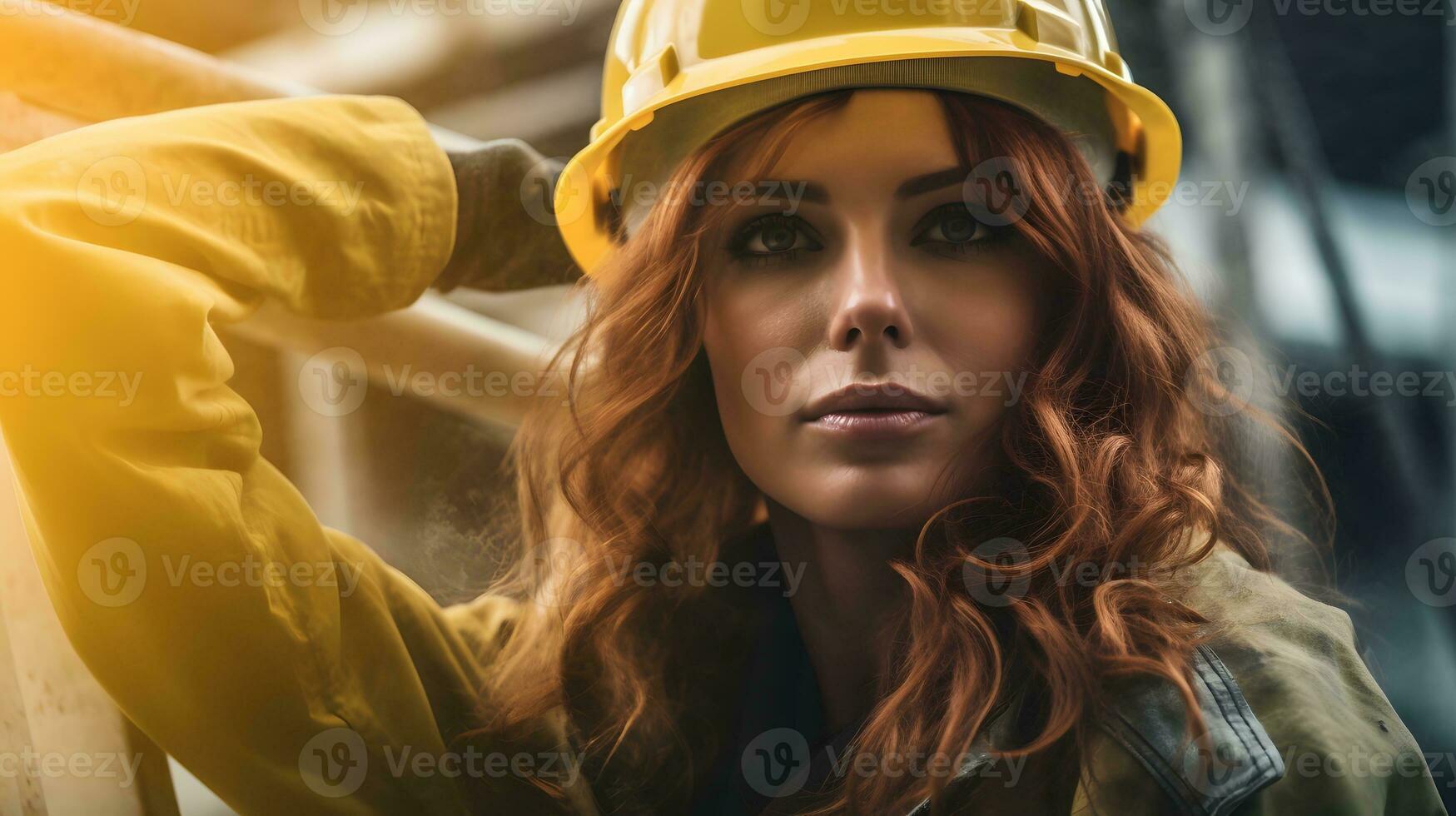 Professional Heavy Industry Engineer. Worker Wearing Safety Uniform photo