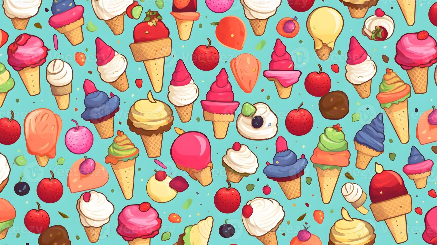 Ice cream background pattern. photo