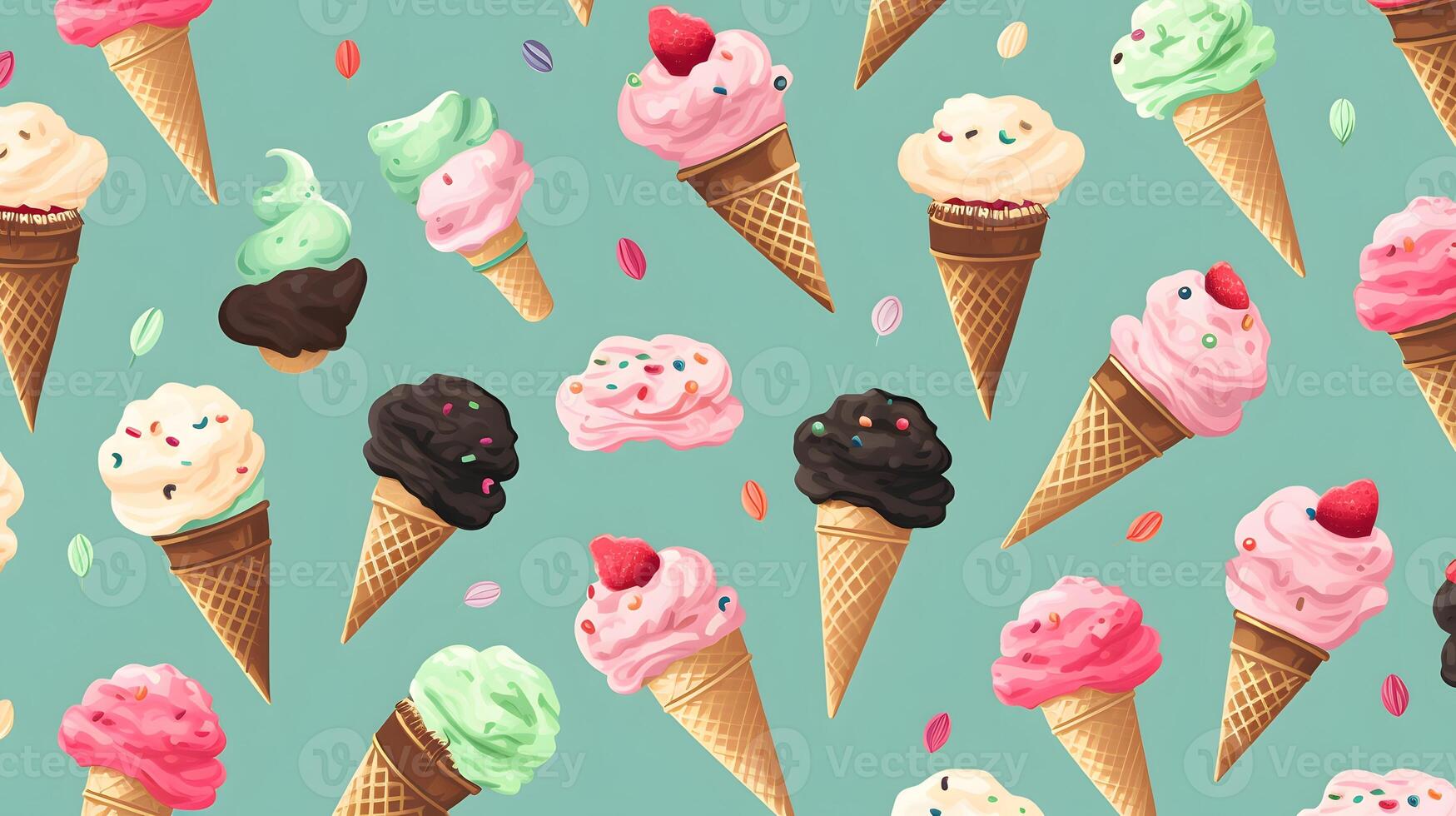 Ice cream background pattern. photo