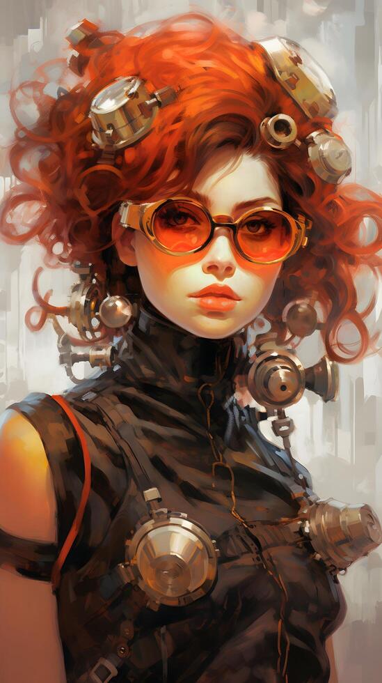 A portrait of an attractive steampunk style woman photo