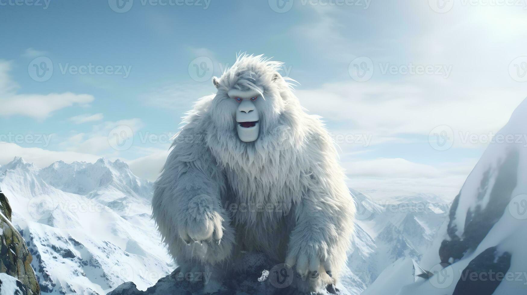 yeti o abominable monigote de nieve - blanco piel hermano a Pie Grande monstruo en un tormenta de nieve foto