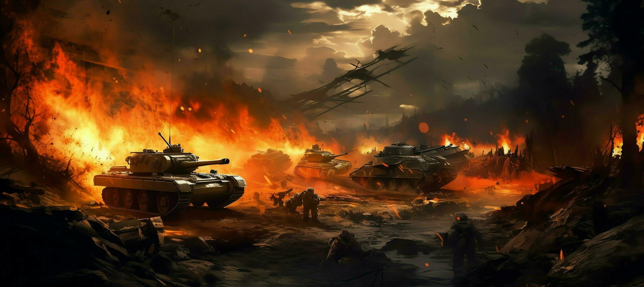 background  cruel war scenes, digital painting. ai generative photo