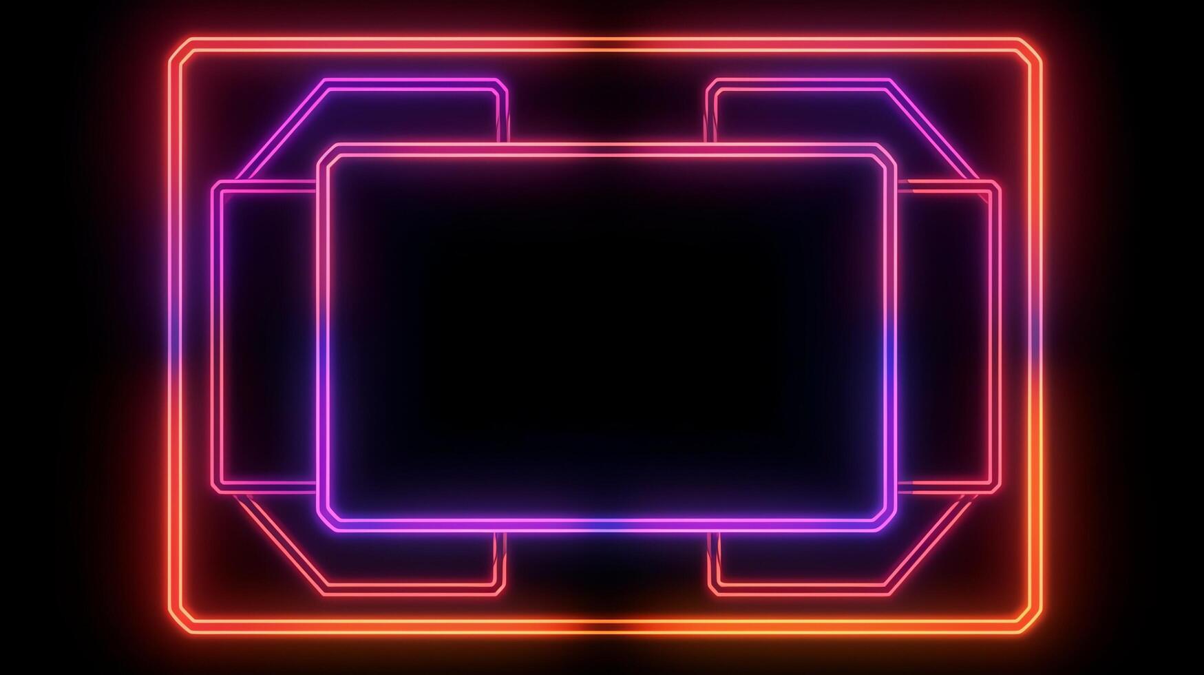 Neon frame sign in the shape of a rectangle. background and wallpaper