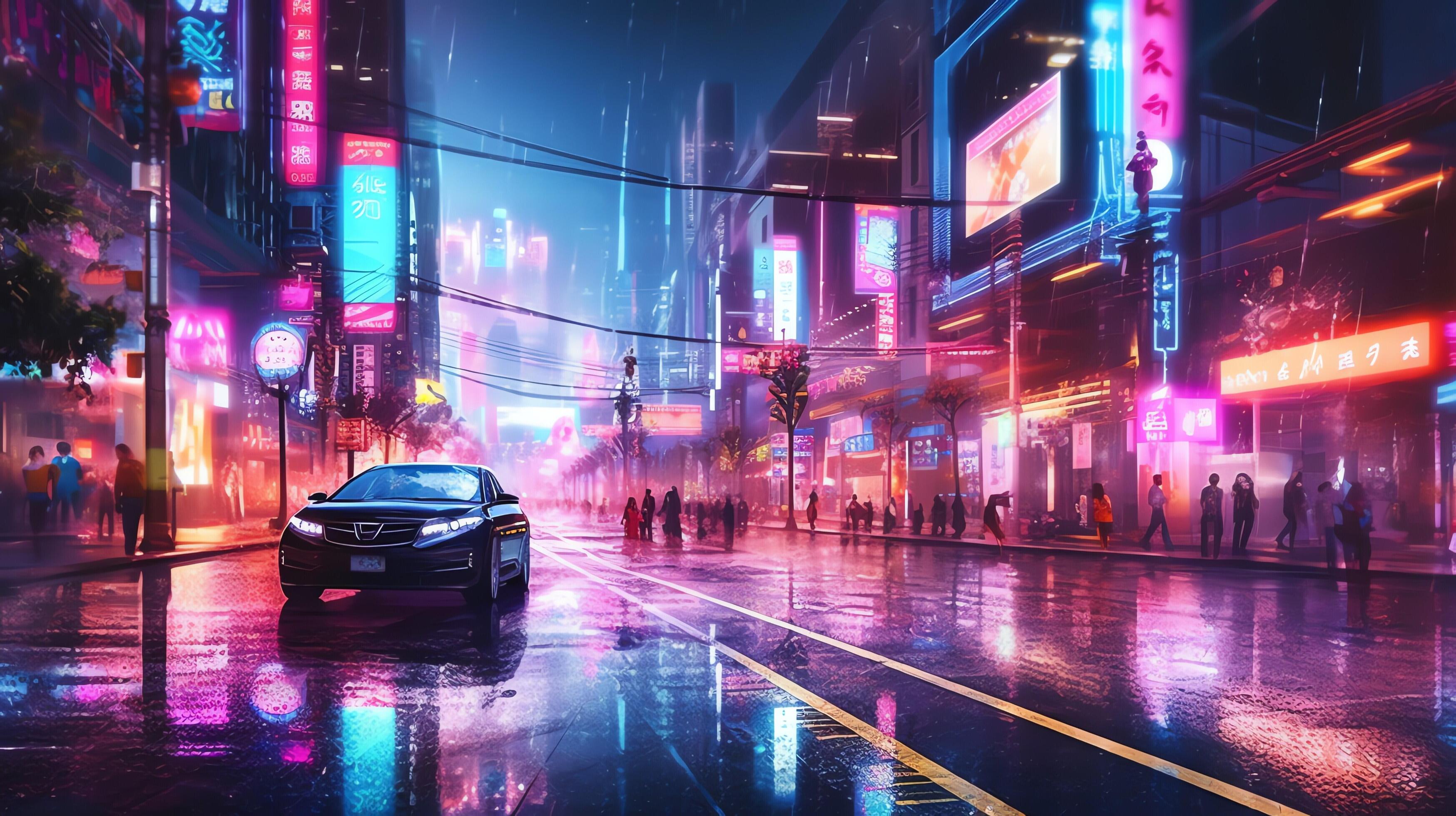 Cyberpunk city wallpaper dark