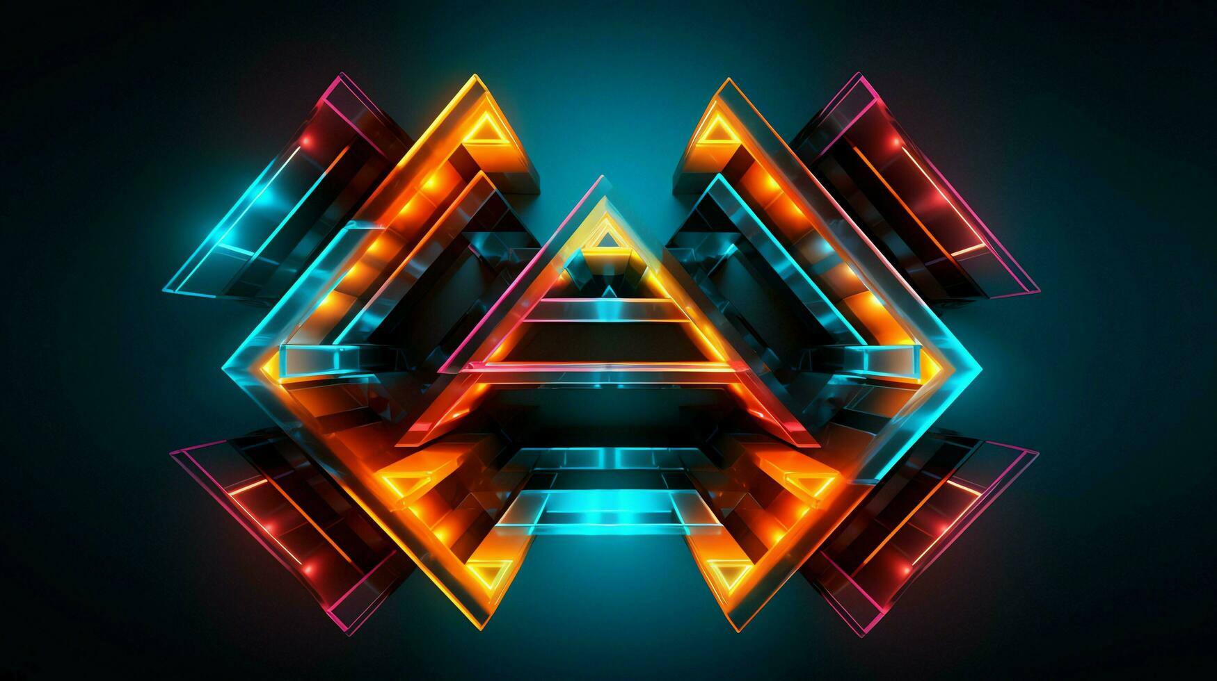 abstract geometric background neon light . ai generated photo