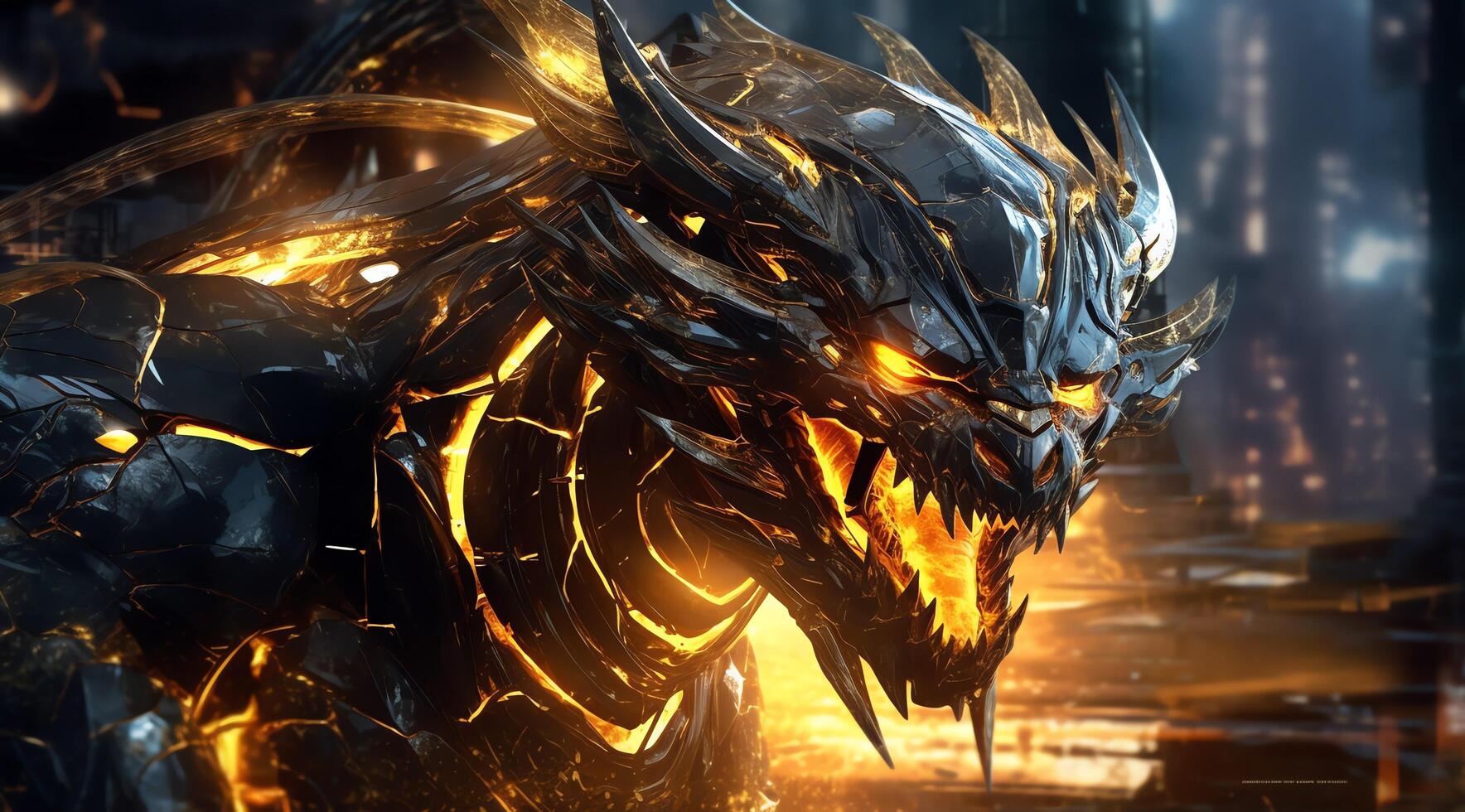Dragon Robotic armor 3d ultra realistic wallpaper and background
