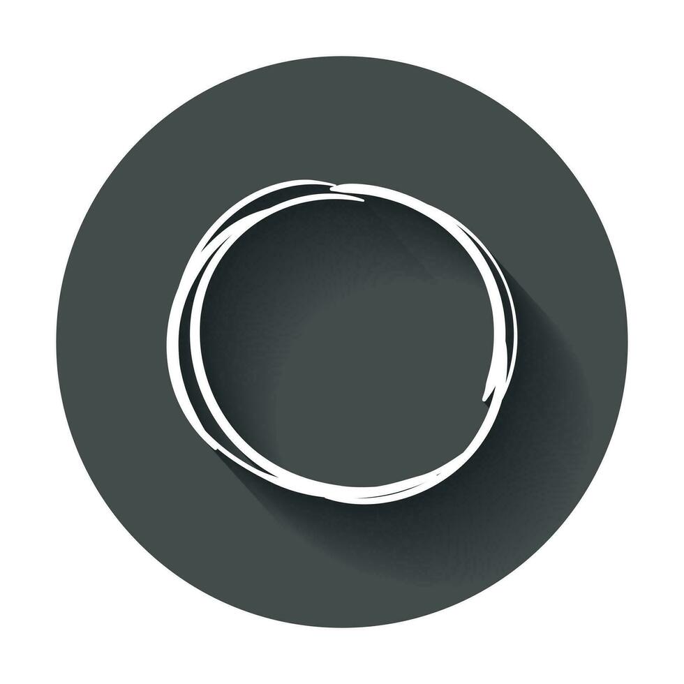 Hand drawn scribble circle. Vector element. Illustration with long shadow.