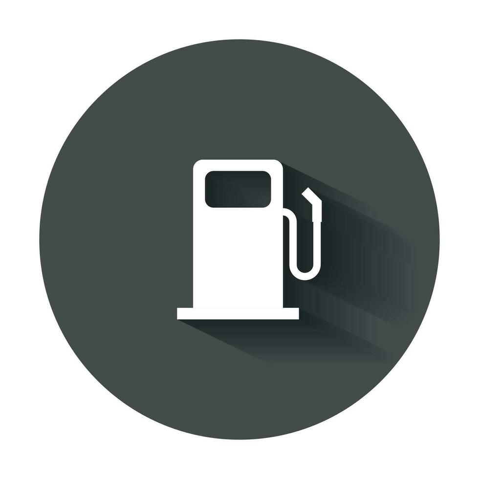 Fuel gas station icon in flat style. Car petrol pump flat illustration with long shadow. vector