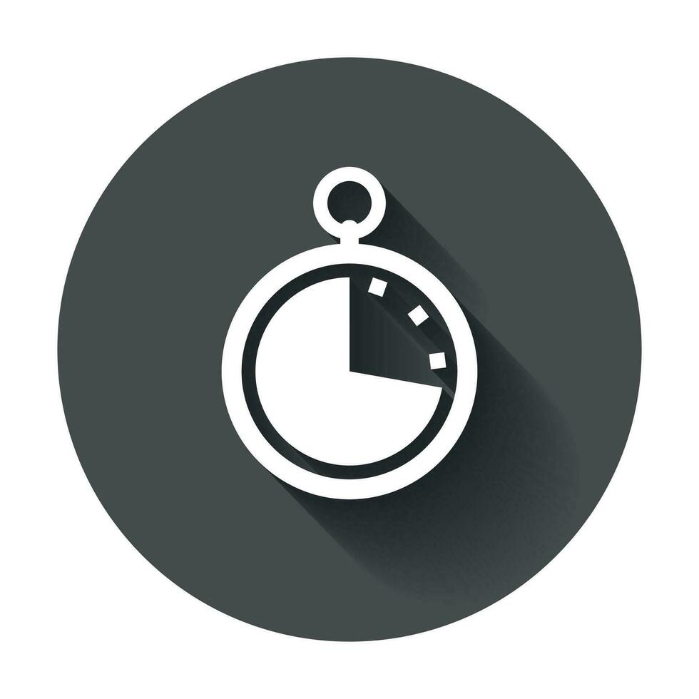 Clock icon illustration. Flat vector clock pictogram with long shadow.