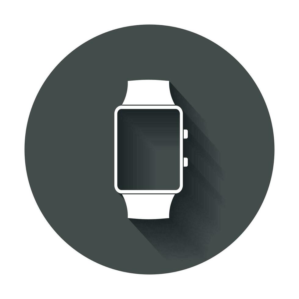 Watch vector icon. Clock flat illustration with long shadow.