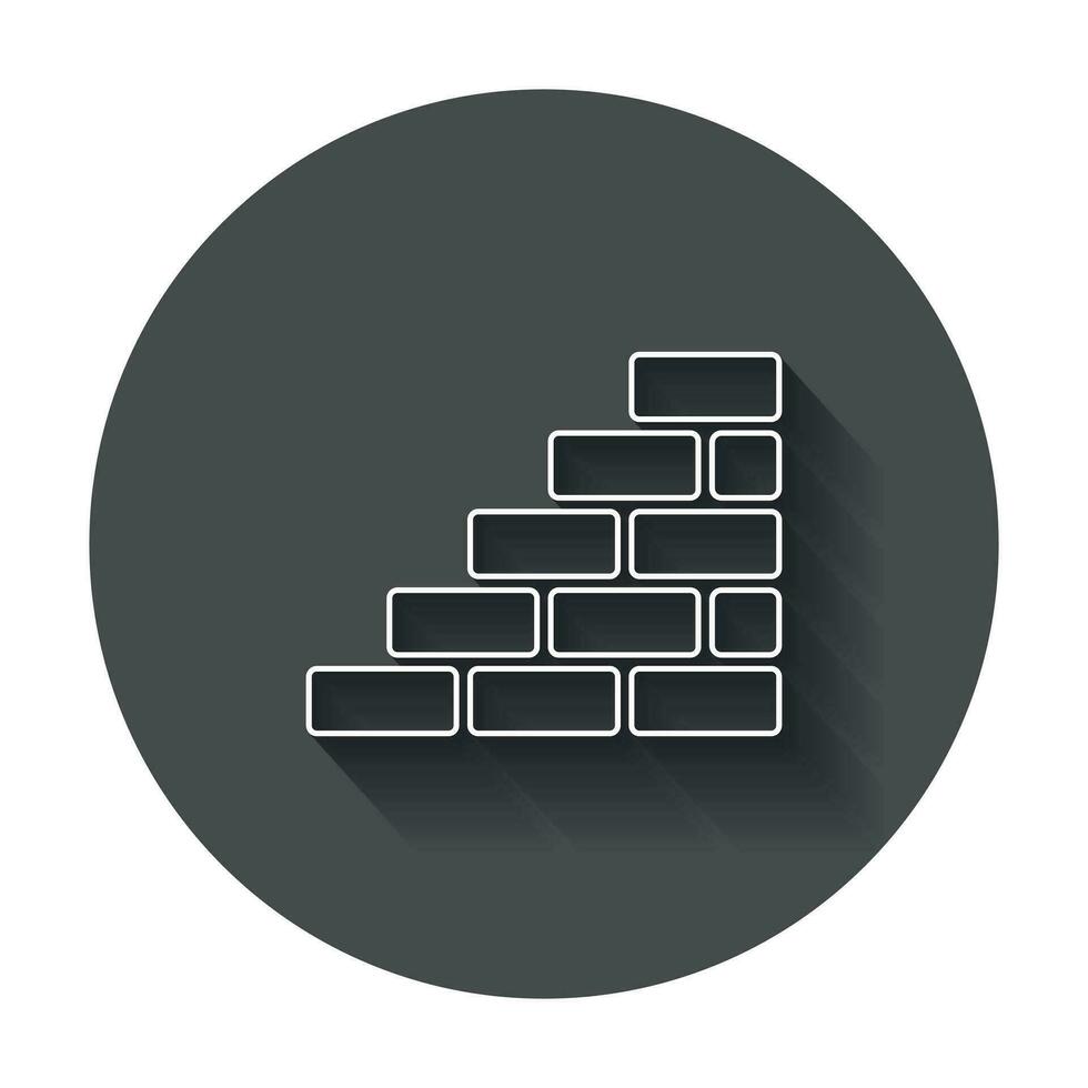 Wall brick icon in line style. Wall symbol illustration with long shadow. vector