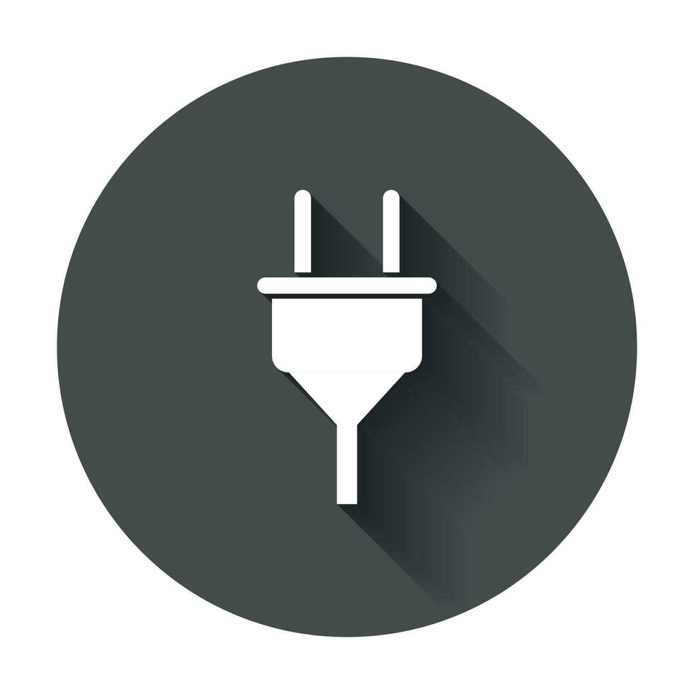 Plug vector icon. Power wire cable flat illustration with long shadow.