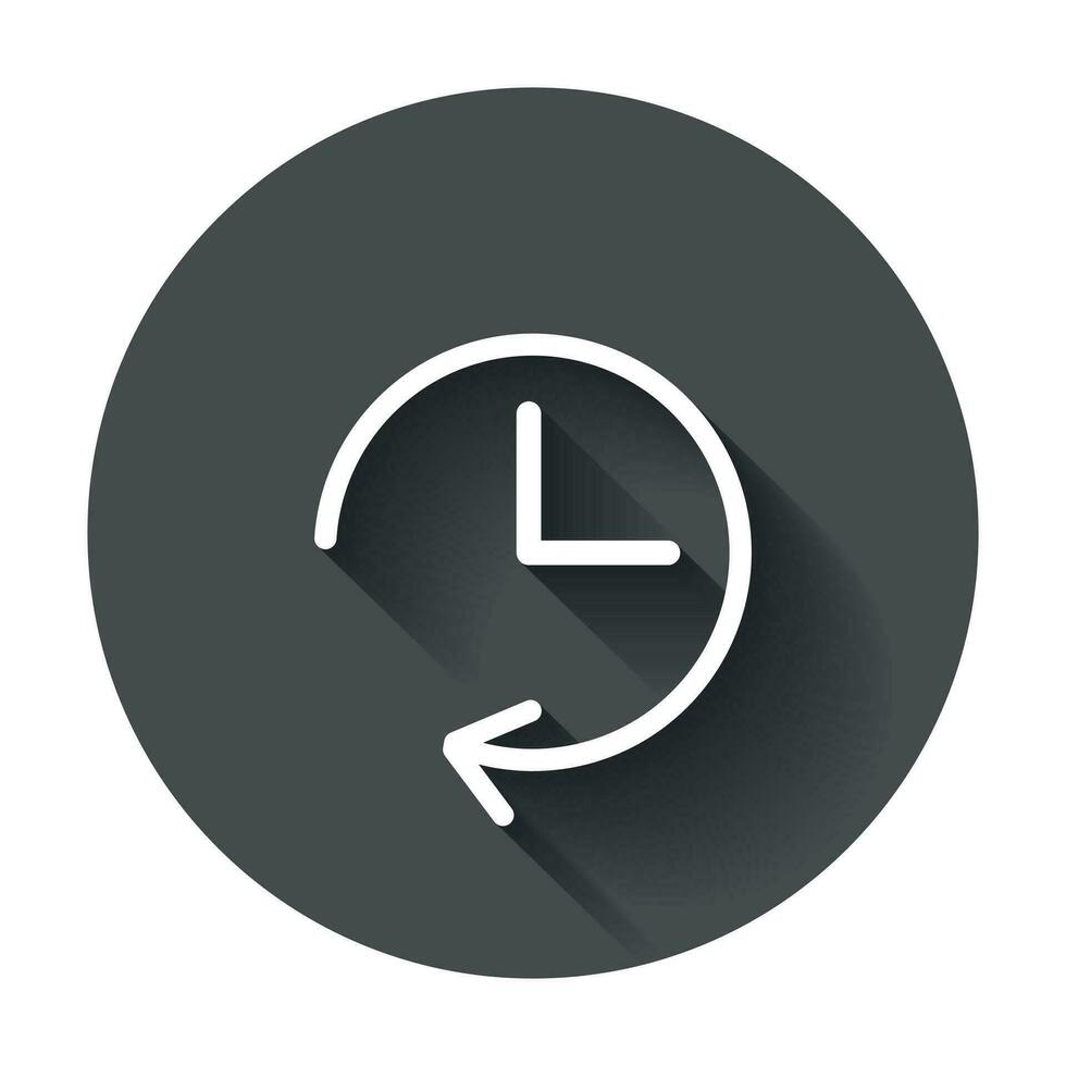 Clock icon illustration. Flat vector clock pictogram with long shadow.