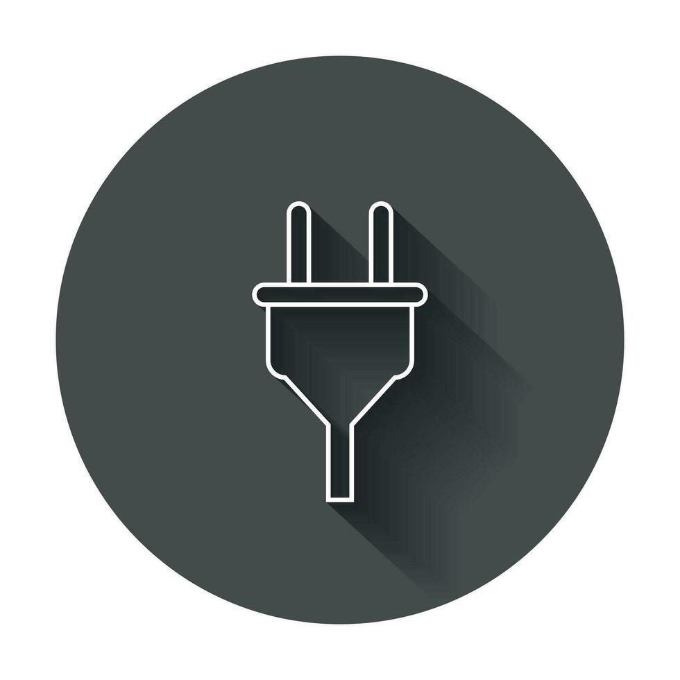 Plug vector icon in line style. Power wire cable flat illustration with long shadow.