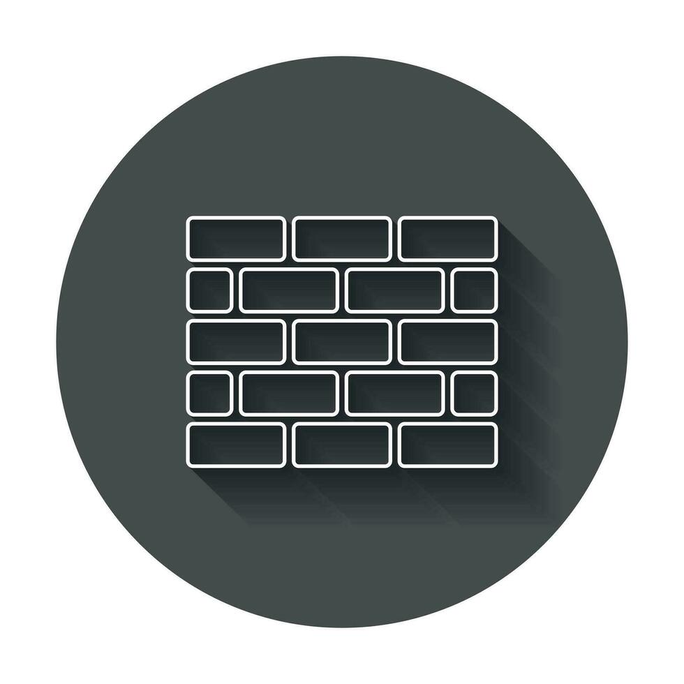 Wall brick icon in line style. Wall symbol illustration with long shadow. vector