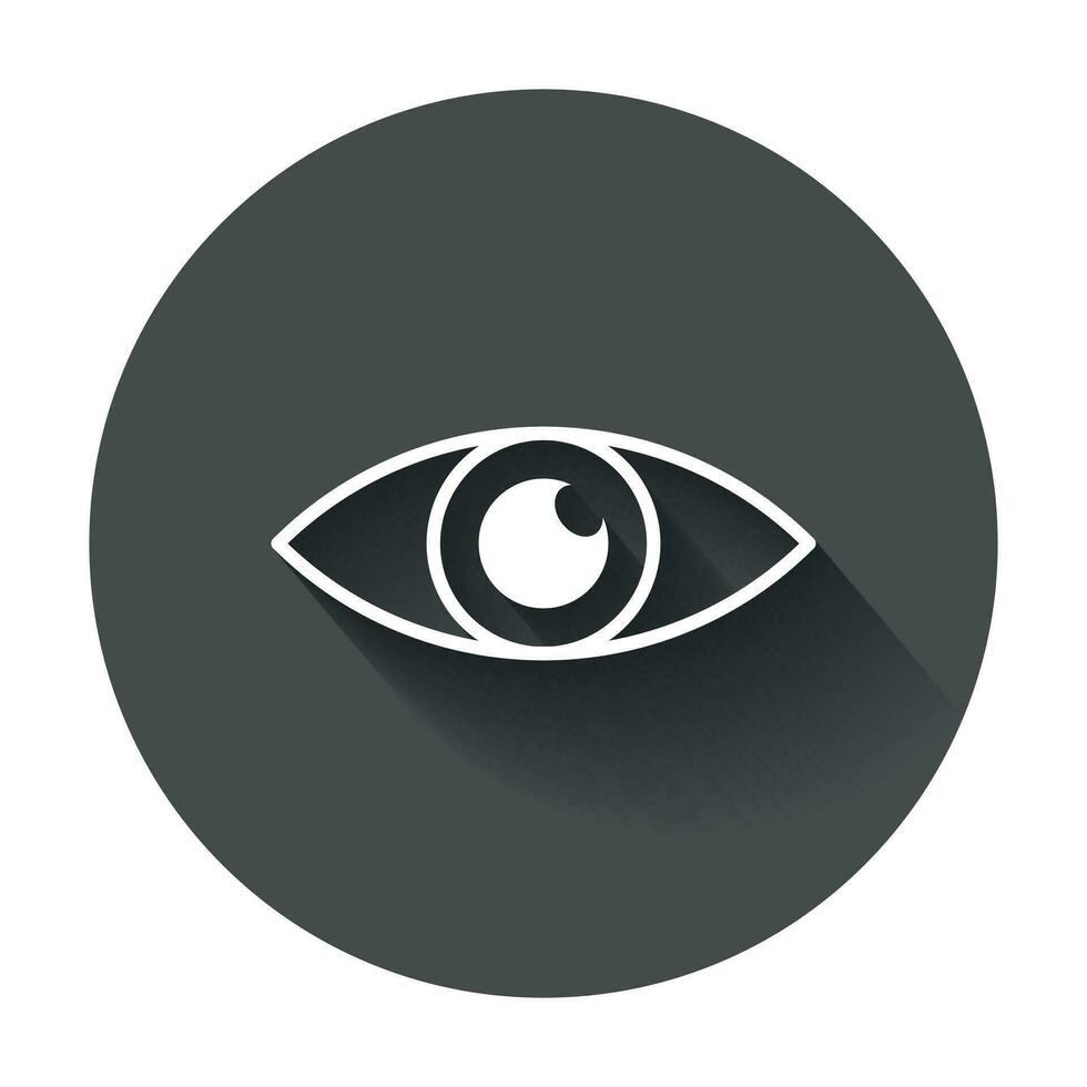 sencillo ojo icono vector. vista pictograma en plano estilo con largo sombra. vector