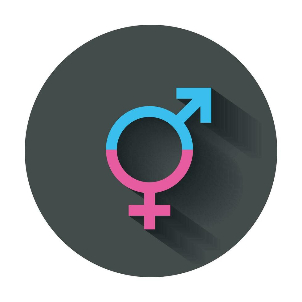 Gender equal sign vector icon. Men and women equal concept icon with long shadow.