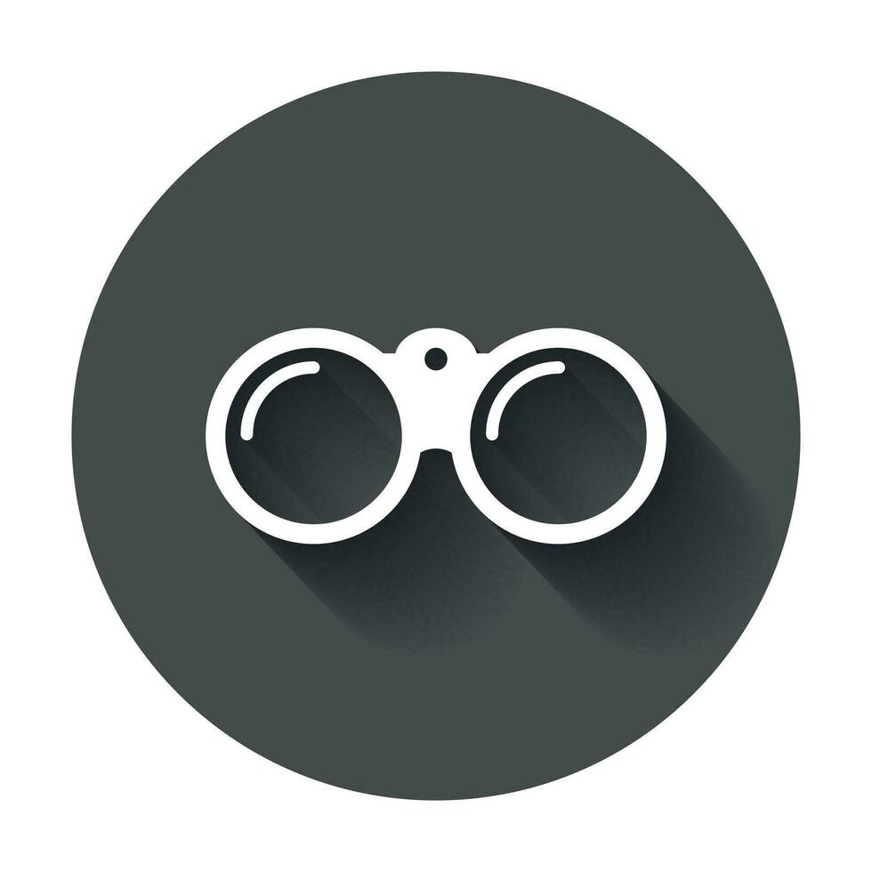 Binocular vector icon. Binoculars explore flat illustration with long shadow.