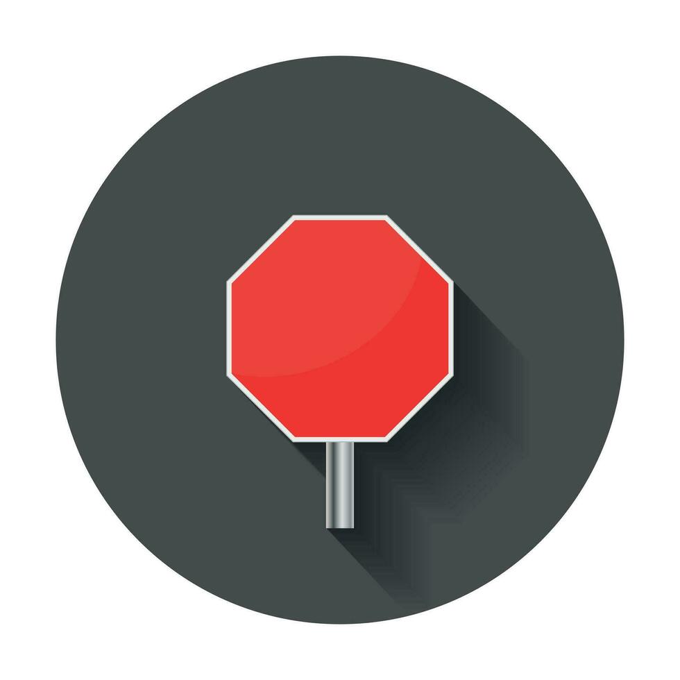 Blank red stop sign vector icon. Empty danger symbol vector illustration with long shadow.