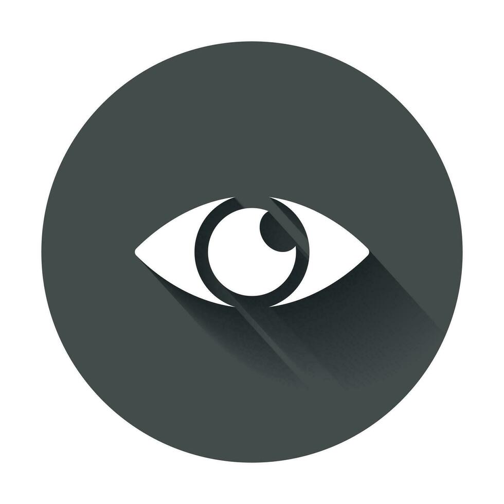 sencillo ojo icono vector. vista pictograma en plano estilo con largo sombra. vector