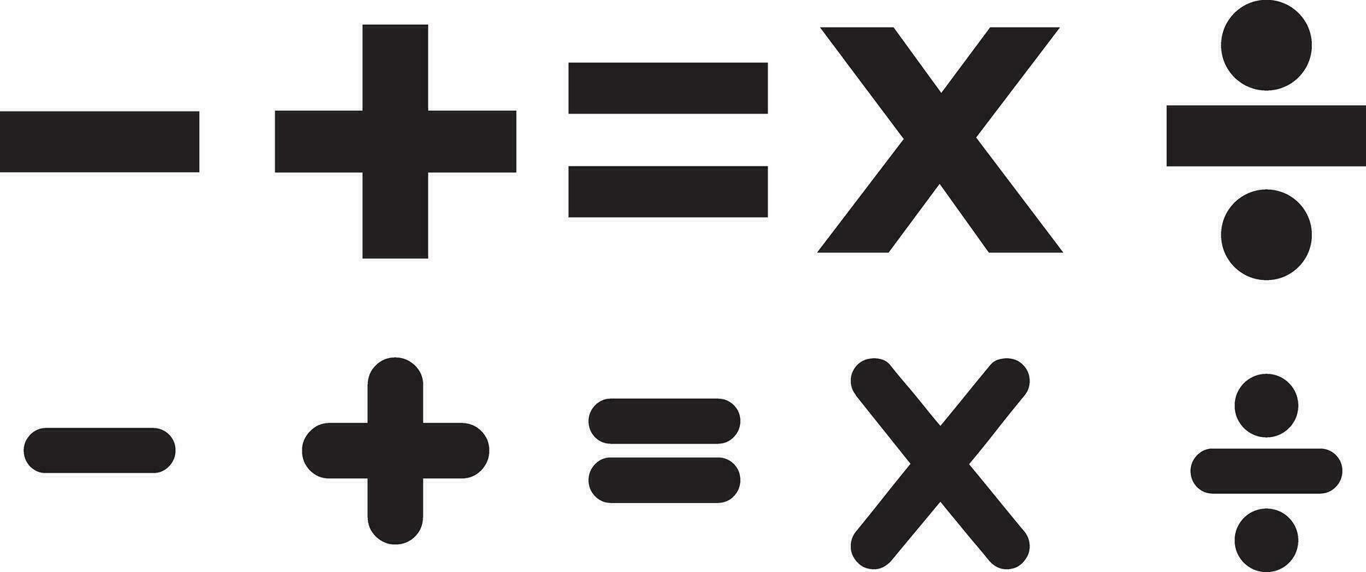 Calculator symbol collection. Mathematic symbol set. Math sign icons