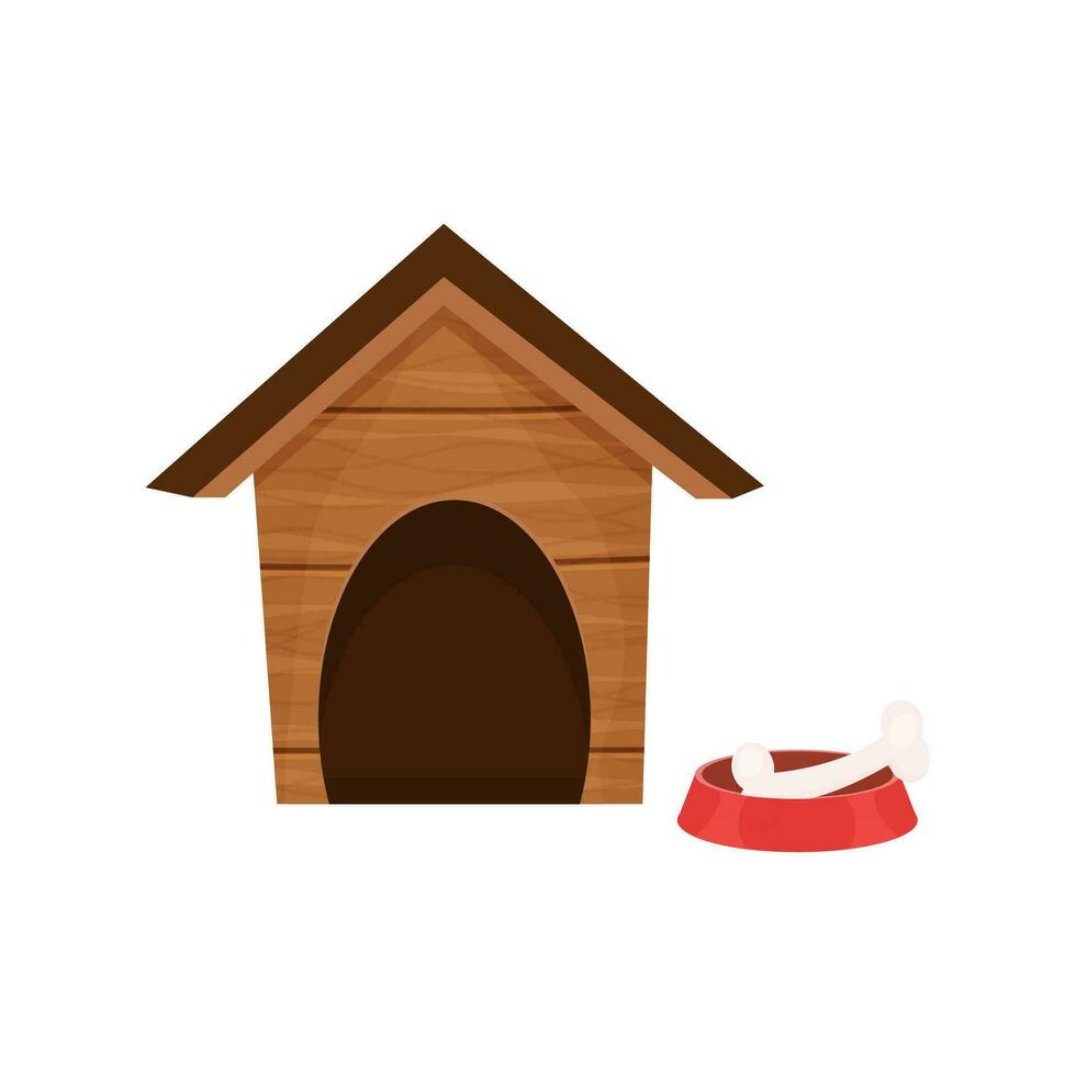 gracioso Casa de perro, de madera perrera en dibujos animados estilo aislado en blanco vector