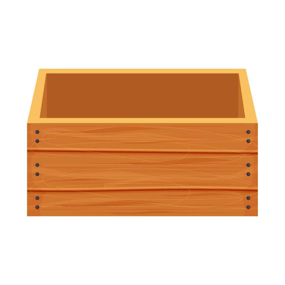 Wooden box, container in cartoon style isolated on white background vector