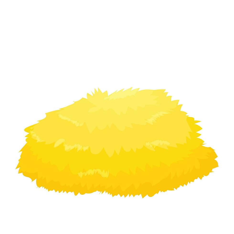 Bale of hay bright, yellow in cartoon style isolated on white background. Haystack, agricultural, harvest. Straw pile, rural stock vector illustration, farm decoration. . Vector illustration