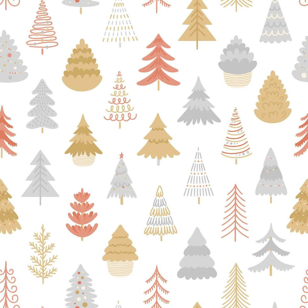 Seamless pattern with different Christmas trees vector