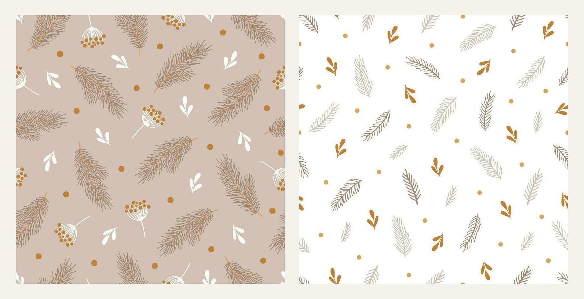 Set of two christmas botanical seamless patterns. vector