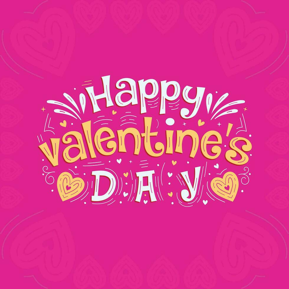 happy valentines day design with love flower and art typography vector