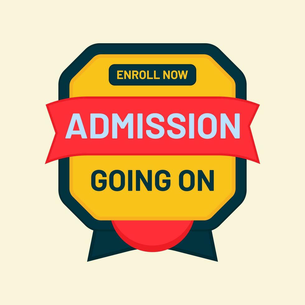 admission going on enroll now tag vector for educational social media post template