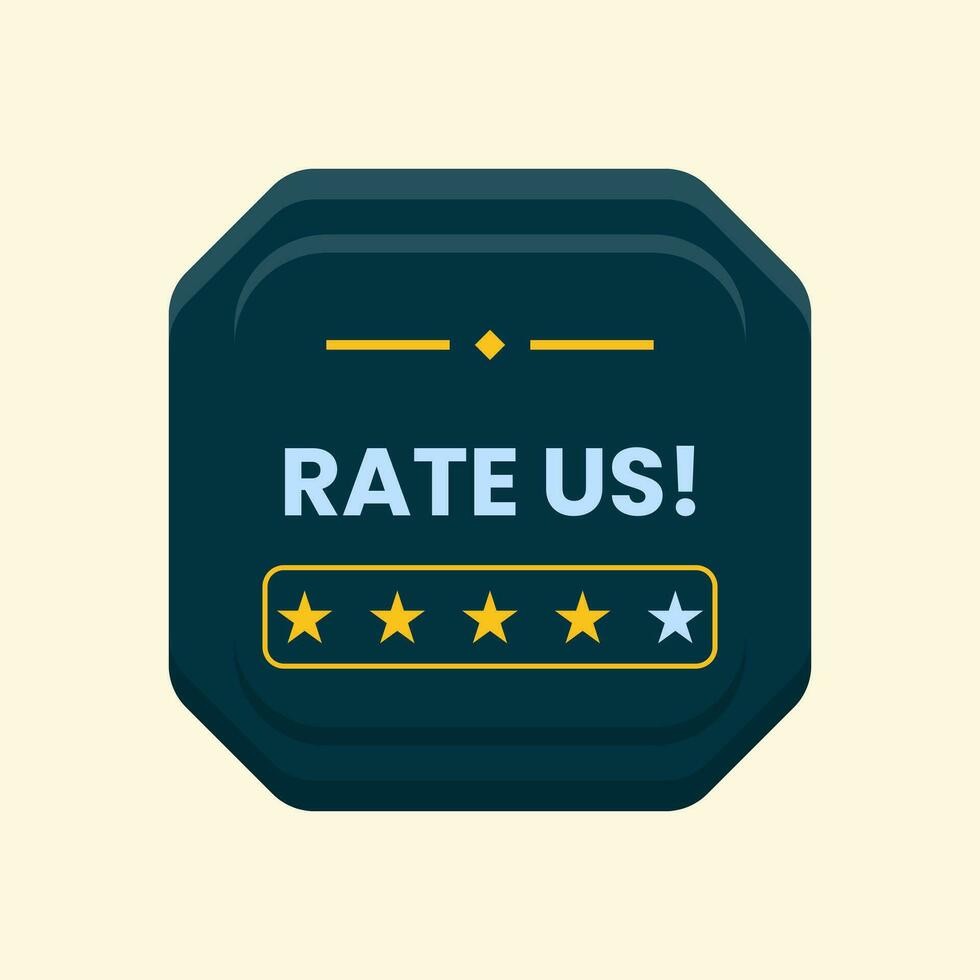review us button label, user rating or customer feedback vector