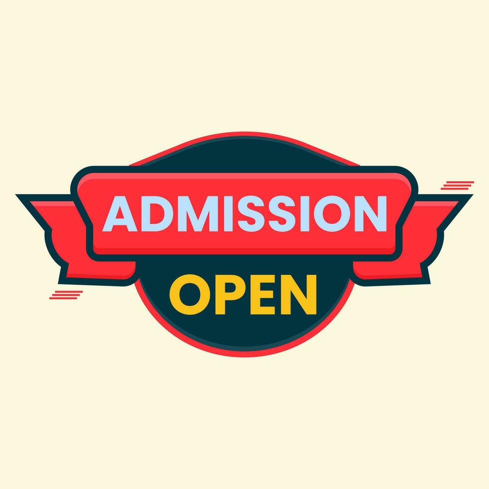 red yellow admission open tag vector for educational social media post template