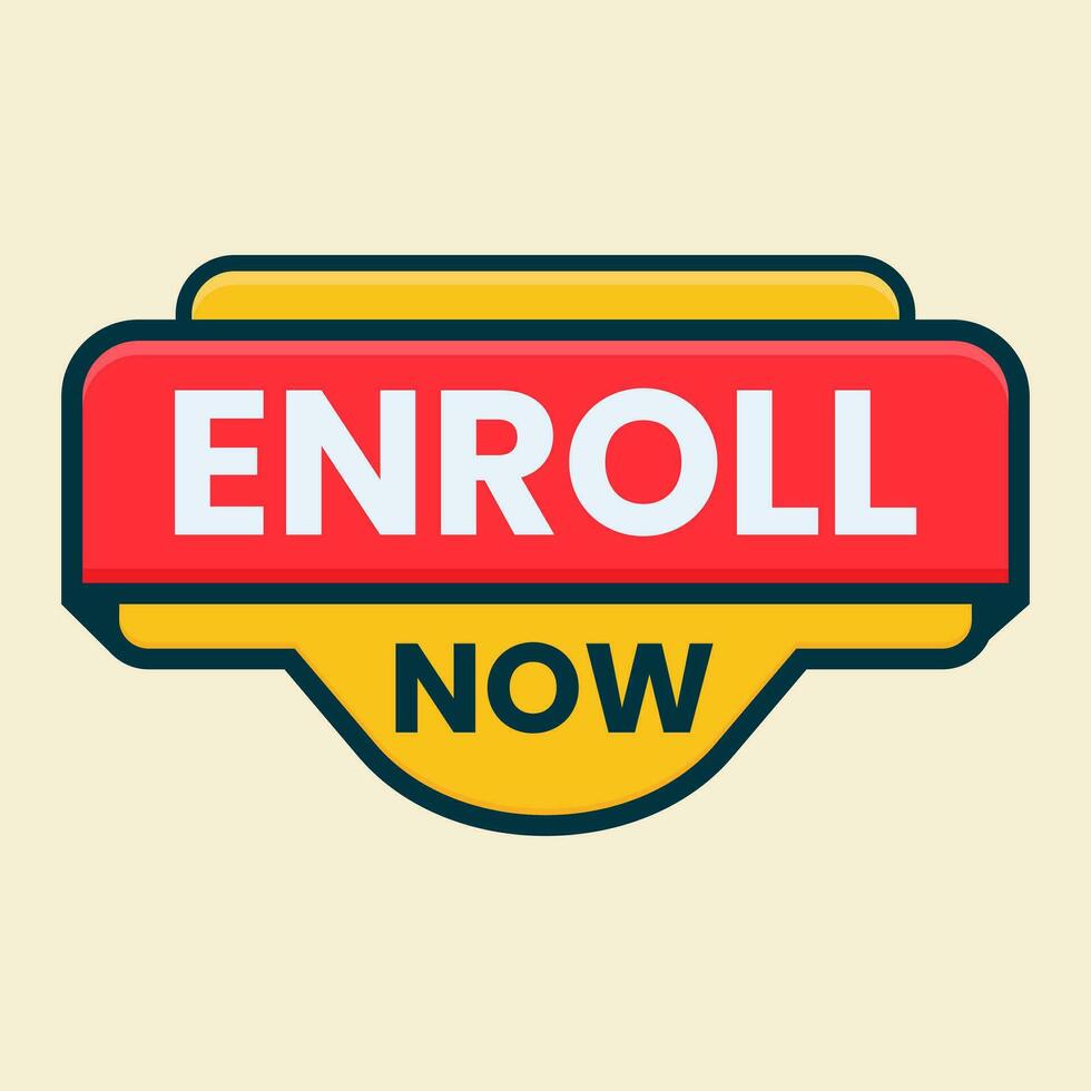 enroll now text button vector