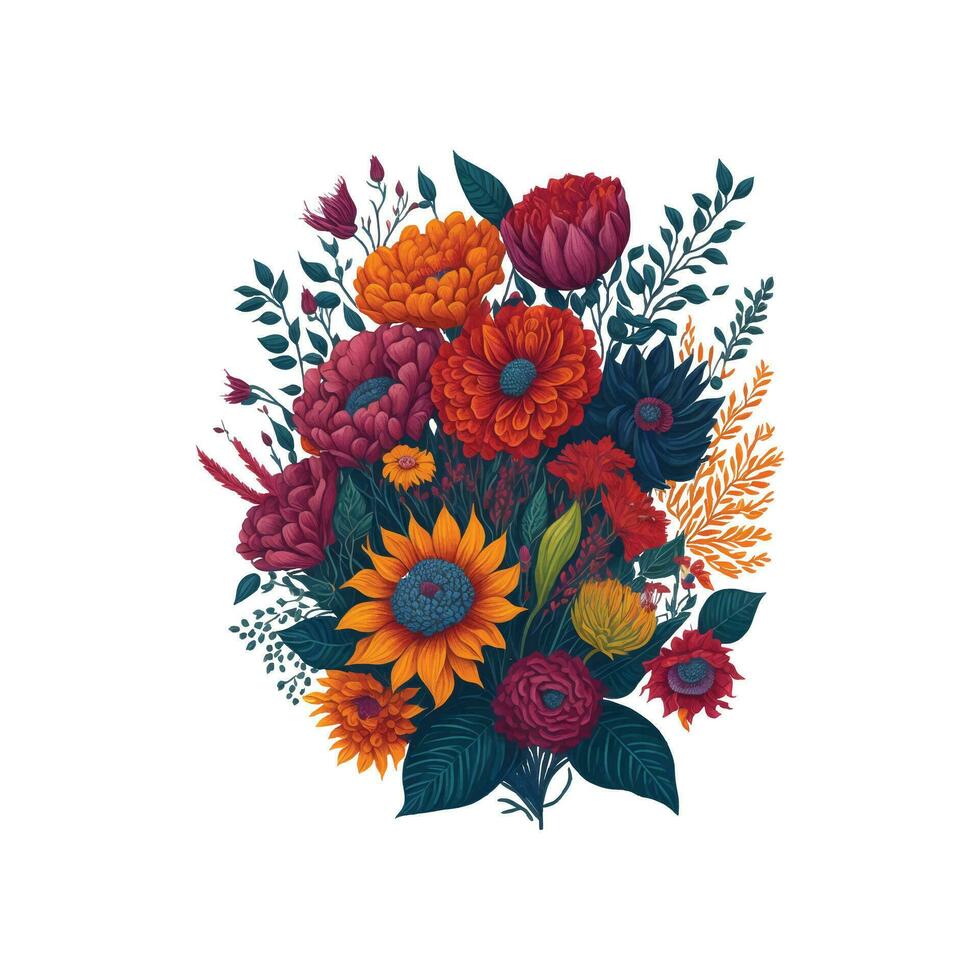 bouquet of watercolor flowers vector on white background