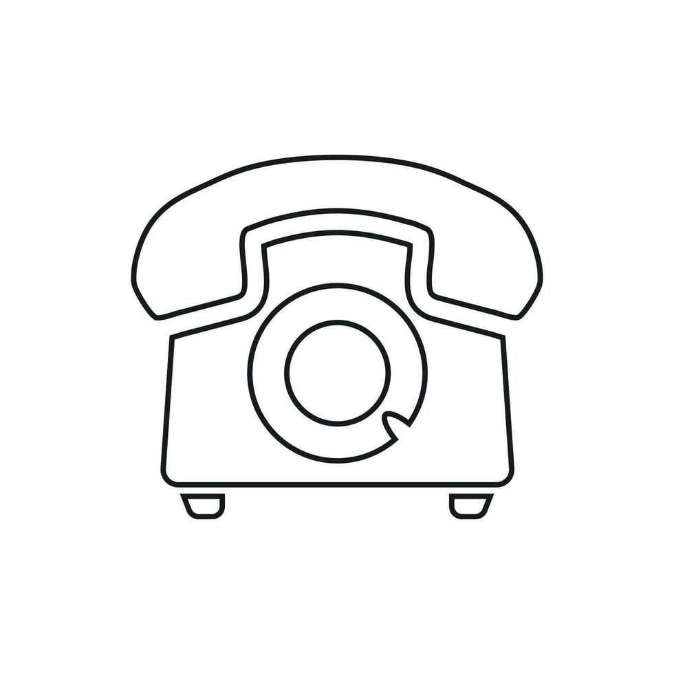 Phone vector icon in line style. Old vintage telephone symbol illustration.