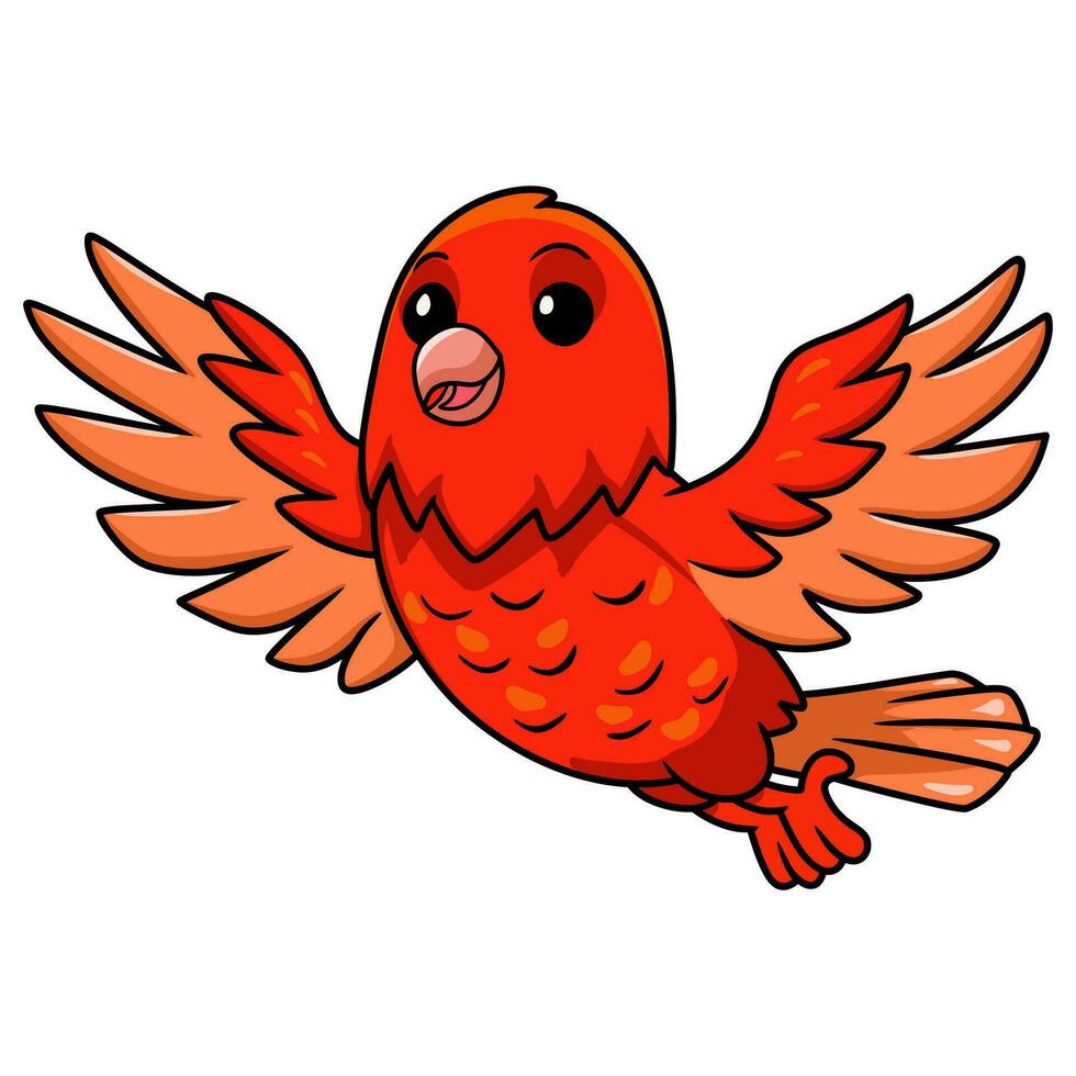linda rojo factor canario dibujos animados volador vector
