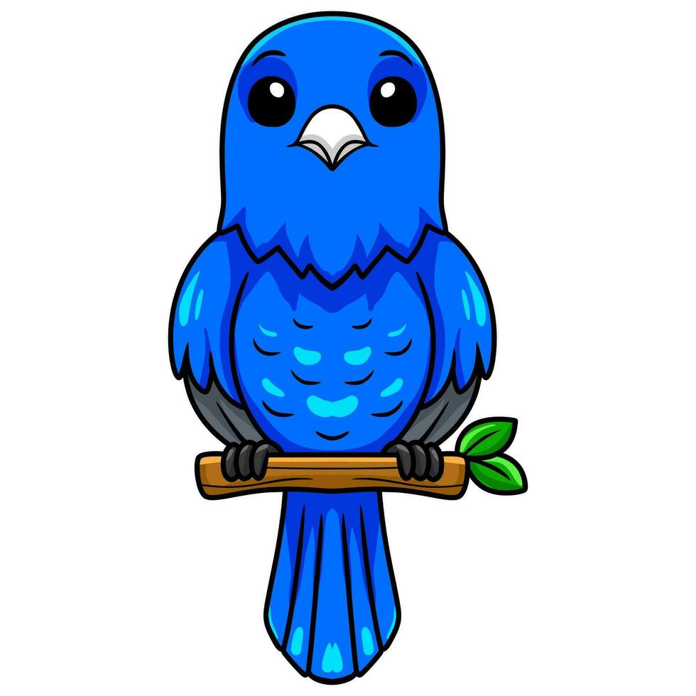 Cute blue factor canary cartoon on tree branch vector
