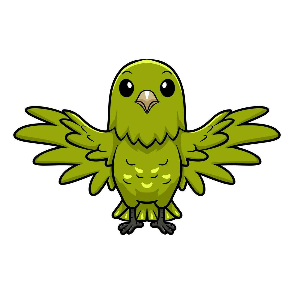 Cute green canary cartoon flying vector