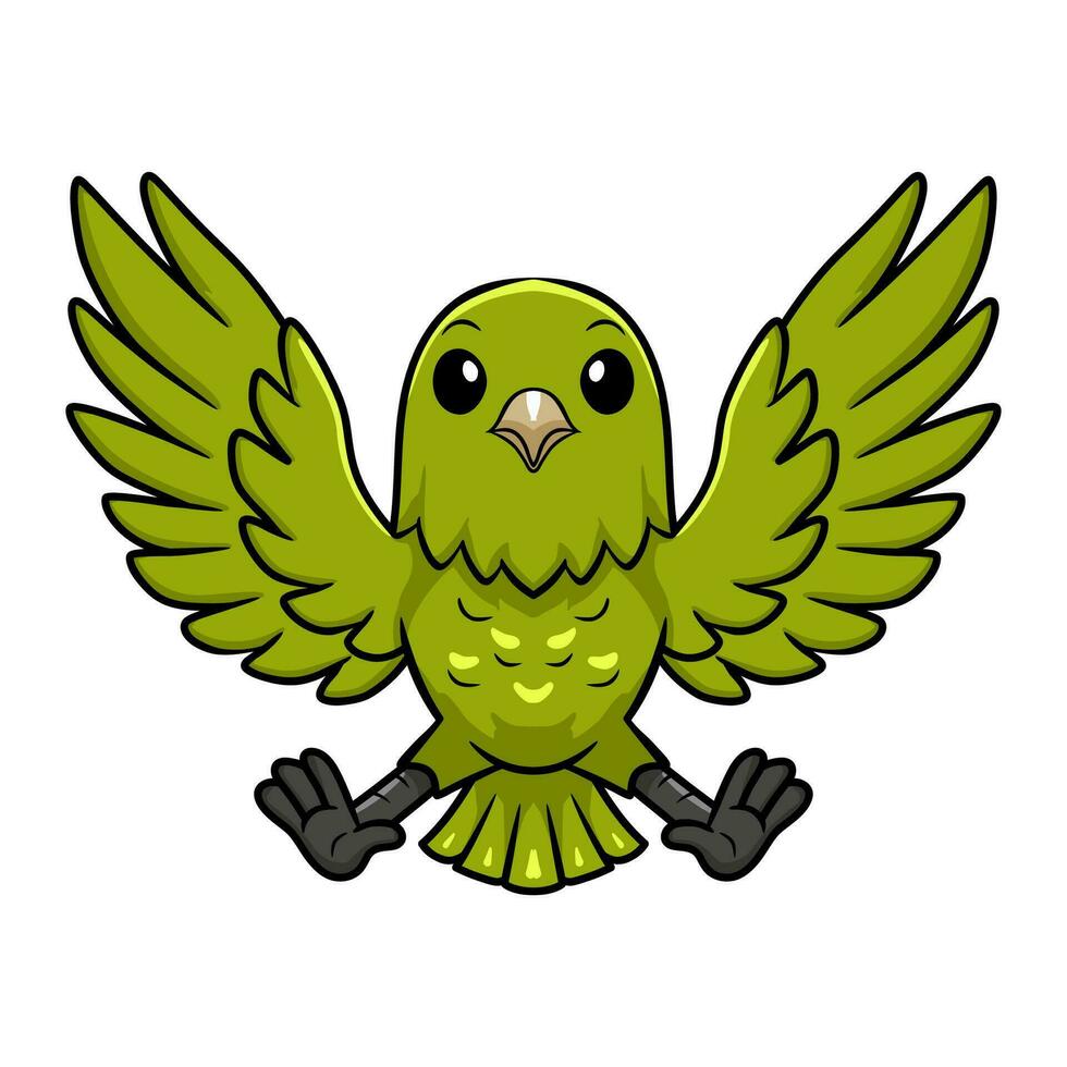 Cute green canary cartoon flying vector