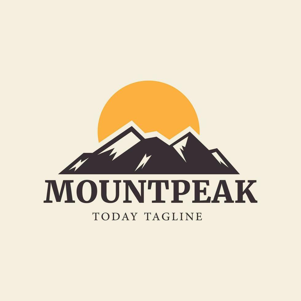 mountains logo outdoor retro vector icon symbol illustration design