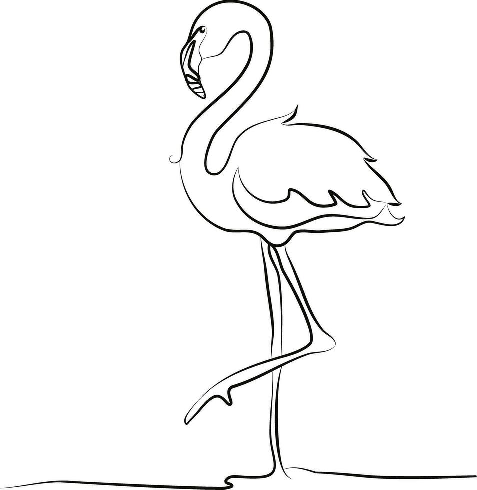 Flamingo Continuous one line drawing.Vector illustration vector